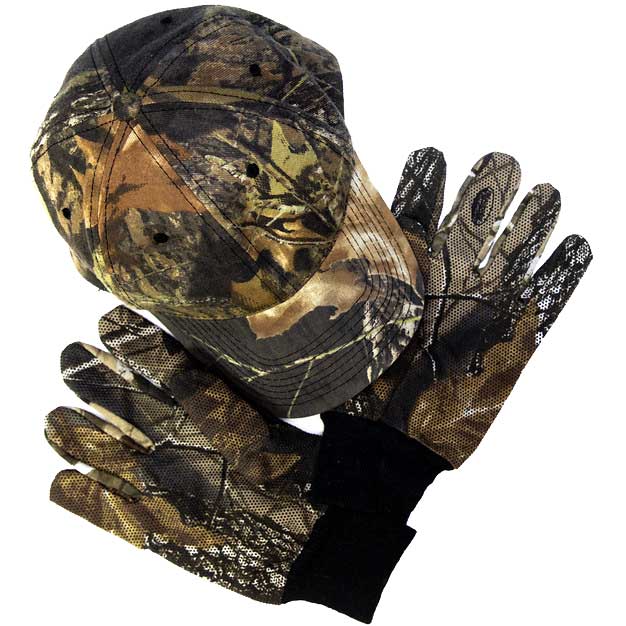 hunting gloves and hat