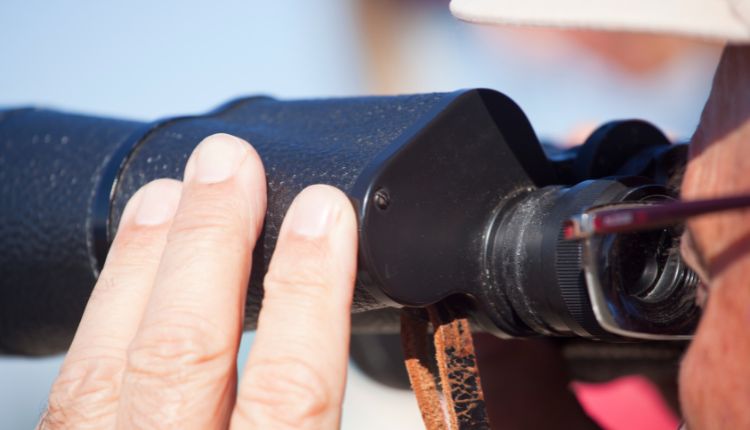 looking at binoculars magnification lens